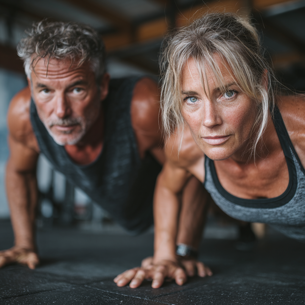 Пара 52 років разом займається фітнесом у залі, підтримують один одного та демонструють активний спосіб життя